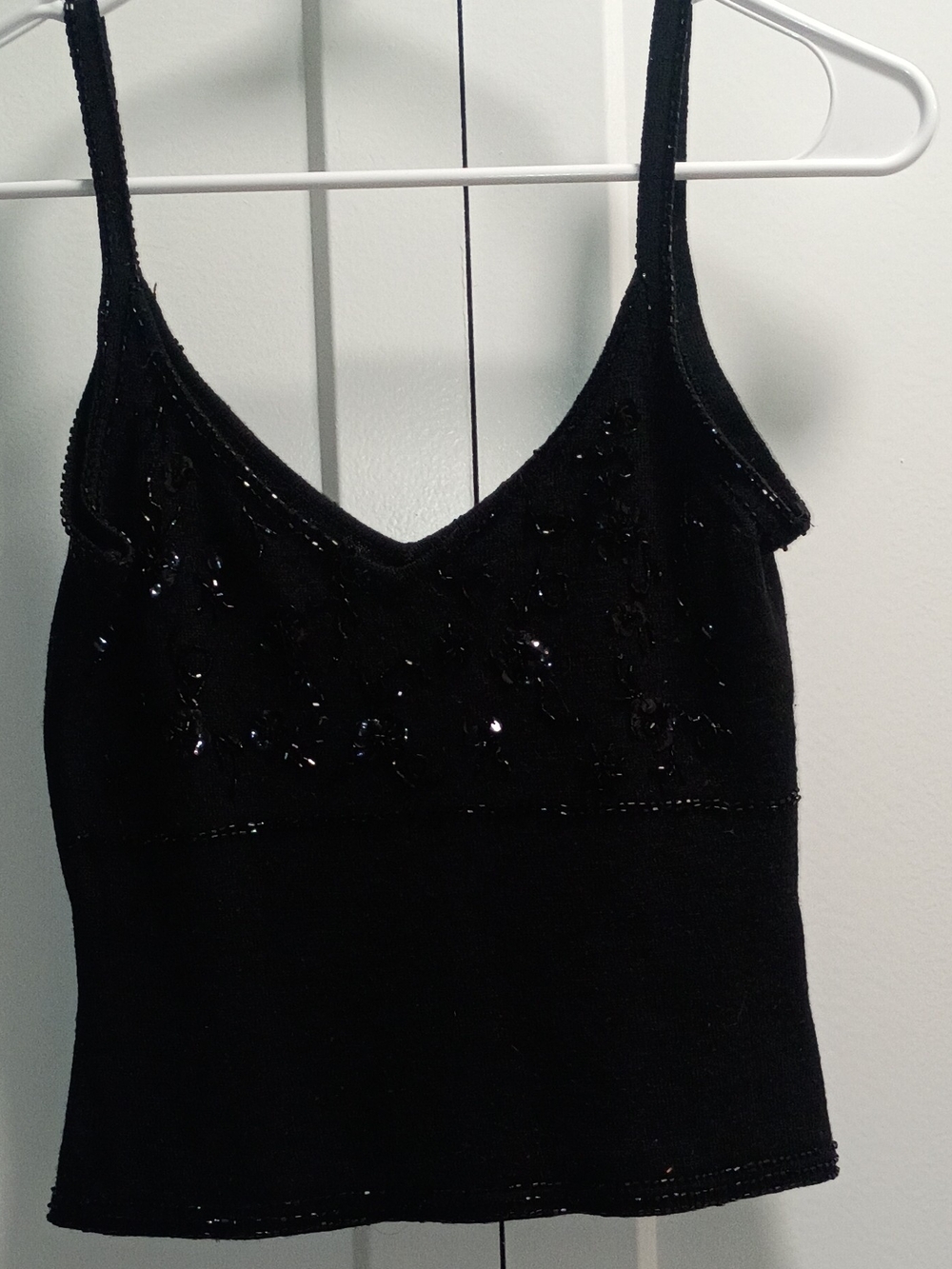 Black Sequin Embellished Tank Top - Women